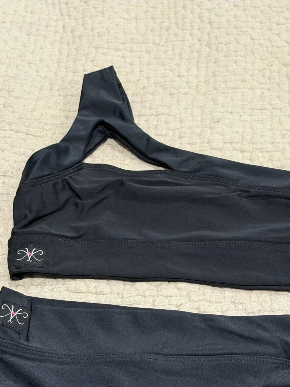 NWT Kandi Kouture CL 7/8 Black 2 Piece Dance Set Crop Top Ruffle Briefs
